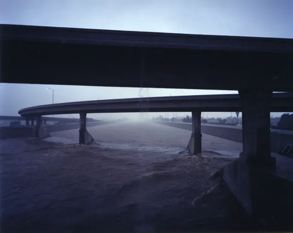 color photograph of the Los Angeles River from the I-105, Paramount.