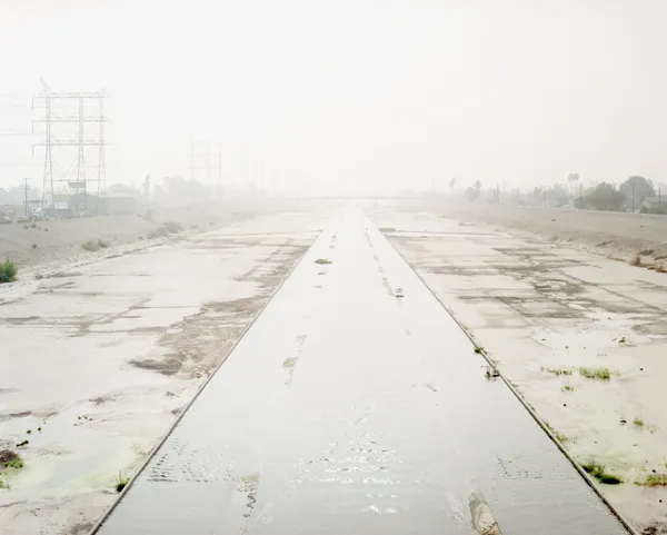 color photograph of the Los Angeles River from Gage Avenue, Bell.