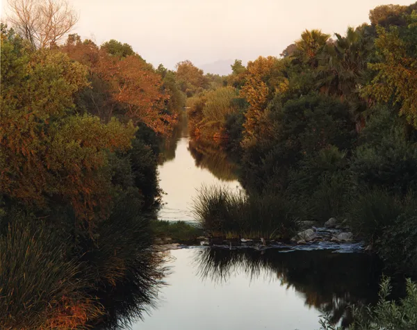 color photograph of the Los Angeles River, Sepulveda Dam Recreation Area.