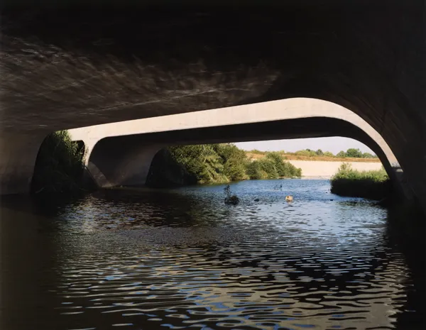 color photograph of the Los Angeles River, Burbank Boulevard Bridge, Reseda.