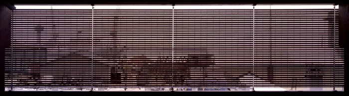 abstract color photograph titled 3° Piano, 22 x 79 inches.