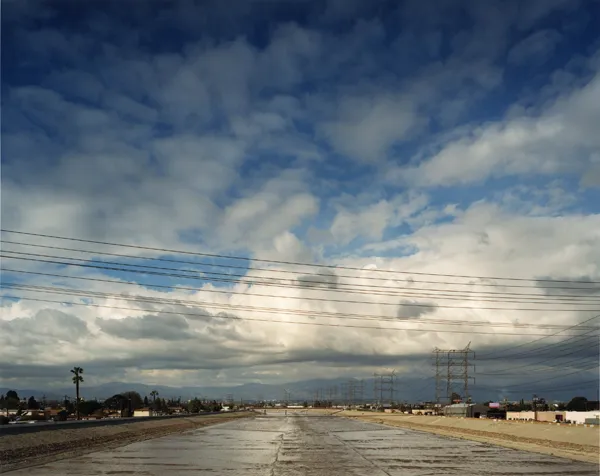 color photograph of the Los Angeles River from Florence Avenue, Bell.