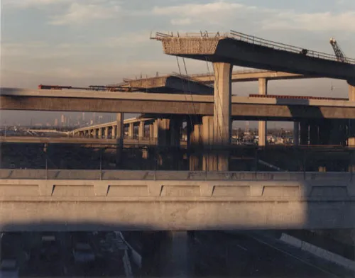 color photograph of View North from I-105 at I-110, Los Angeles.